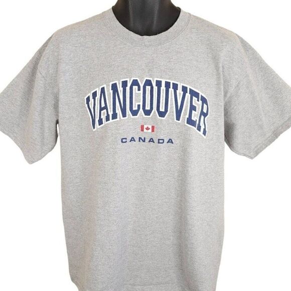 Vintage Vancouver Canada T Shirt Mens Size Large Gray Y2K Destination Travel - Picture 1 of 5